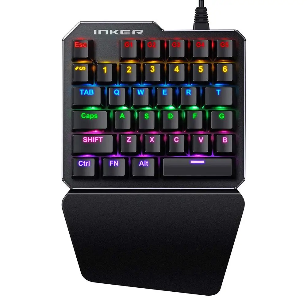 

One-Hand Mechanical Keyboard Blue Switch Gamer Gaming Keyboard RGB Backlight Wired PC Mini Mice for Computer Laptop