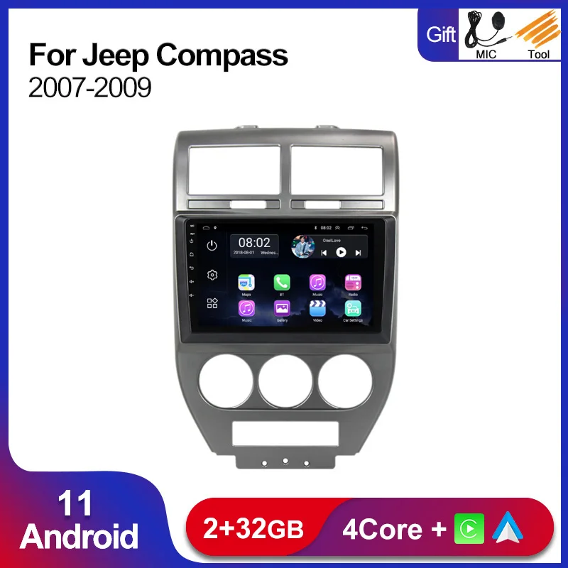 

9 ''Android 11 2 + 32G для Jeep Patriot Compass MK 2007 2008 2009 автомобильное радио GPS мультимедийный стерео плеер с BT Wifi SWC RDS