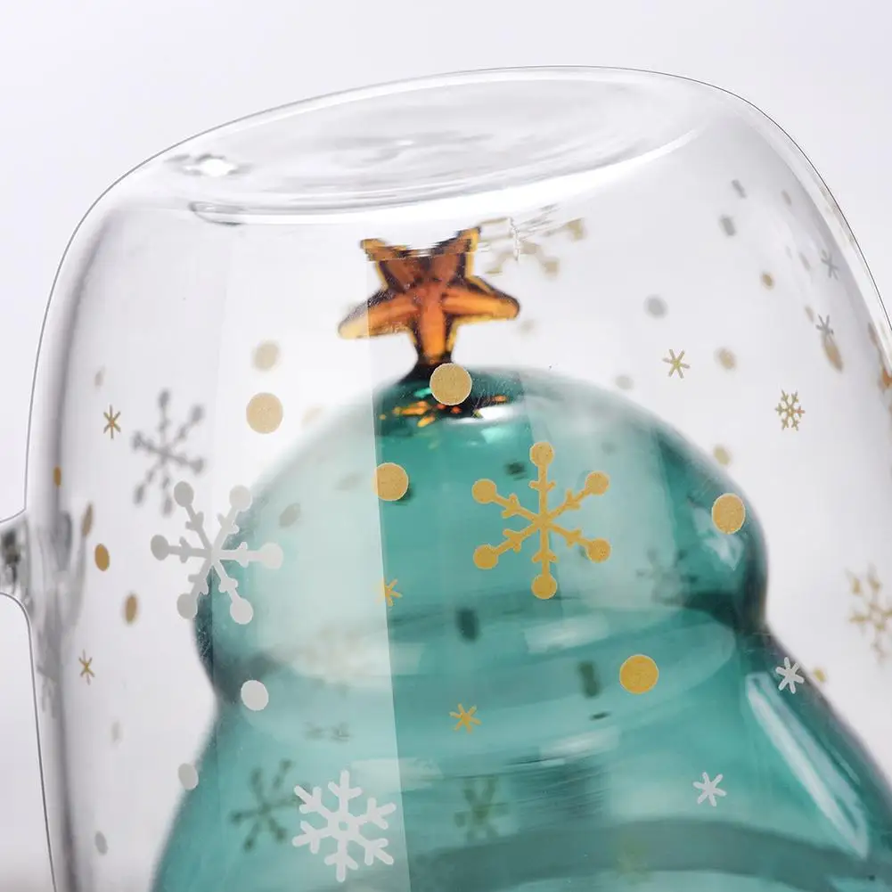 250ml Creative Christmas Glass Mug With Handle Breakfast Milk Coffee Mugs Juice Tea Cup Drinkware Kids Xmas Star Wishing Gift | Дом и сад