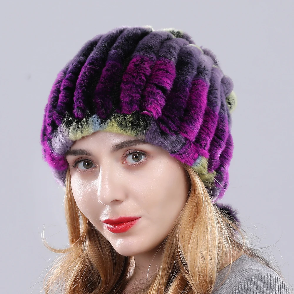 Женская меховая шапка вязаные женские шапки эластичный шарф помпоны с ремнем