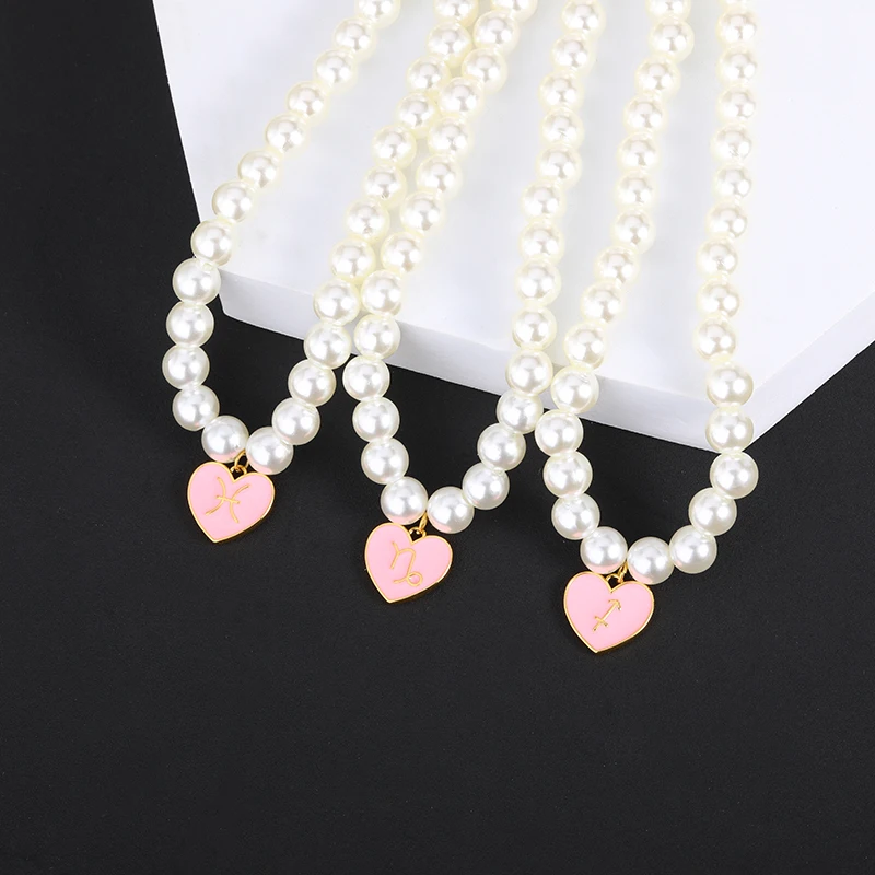 

Heart Shape Pearl Necklaces For Women Adjustable Dripping Oil 12 Constellation Pendant Necklaces Exquisite Luxury Jewelry Gifts