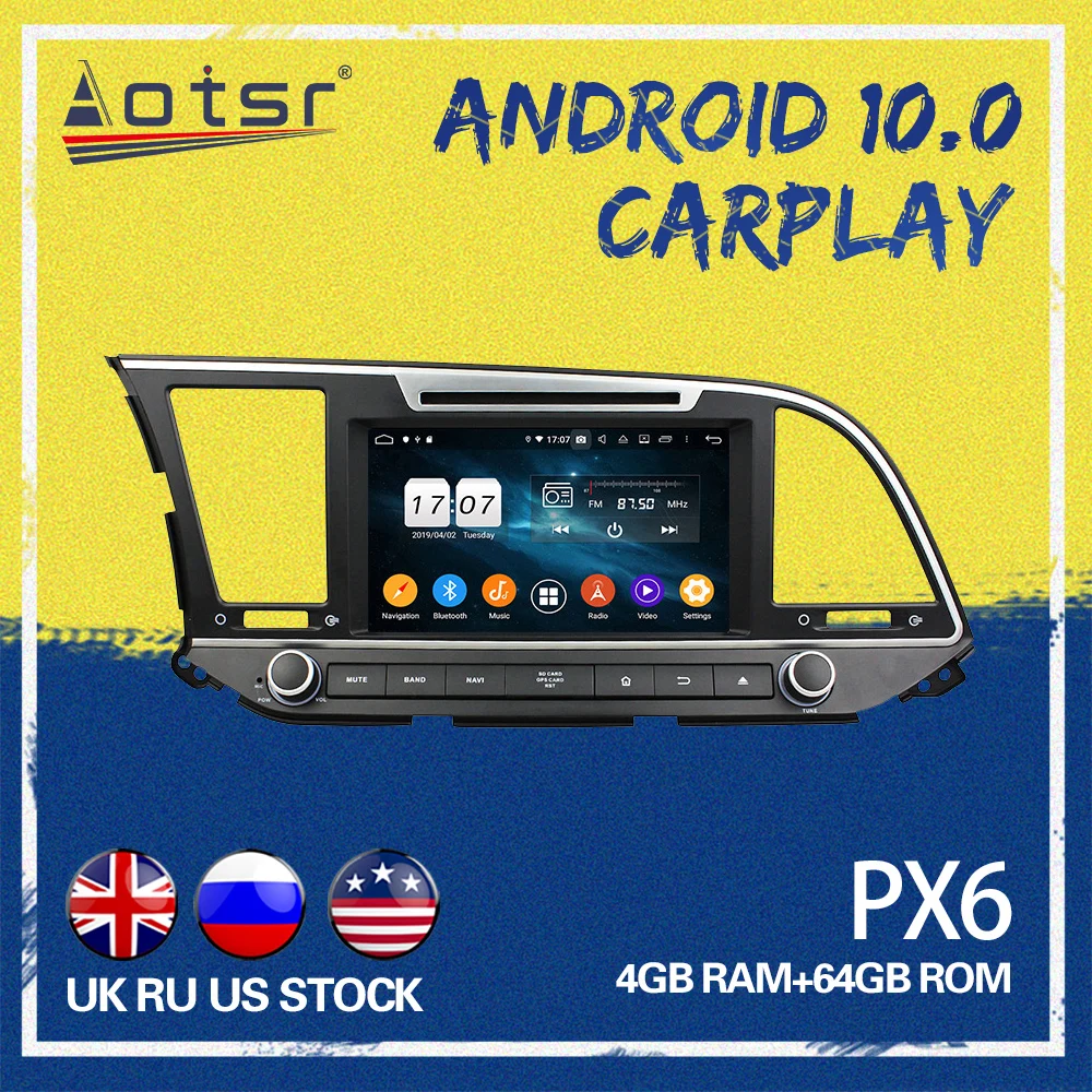 AOTSR для Hyundai Elantra 2016 2018 4G LTE WIFI Android 10 0 Система Автомобильный GPS навигация Сенсорный