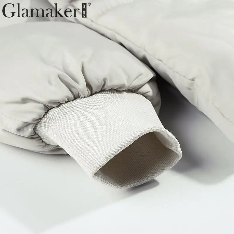 Glamaker сексуальный зимний теплый пуховик с капюшоном женский меховой воротник карман свободный пуховик уличная мягкая стеганая куртка