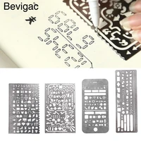 4pcs portable stainless steel multi functional drawing template ruler stencil for agenda planner journal scrapbook schedule book