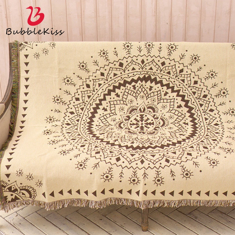 Пузырь поцелуй Европейский стиль простое вязаное одеяло бежевый хлопок домашний