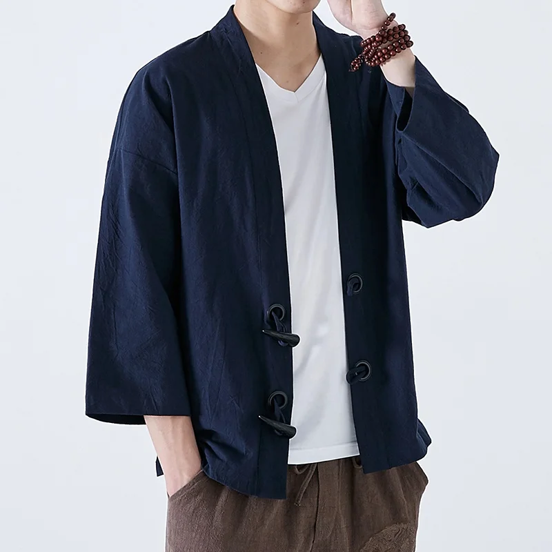 Мужская футболка в китайском стиле кунг фу традиционная китайская льняная