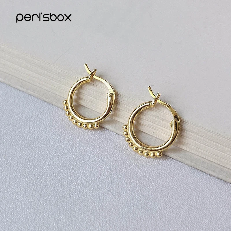 

Peri'sBox Tiny Gold Bead Cluster Hoop Earrings for Women 925 Sterling Silver Earrings Hoops Stylish Minimalist Earrings 2019 New