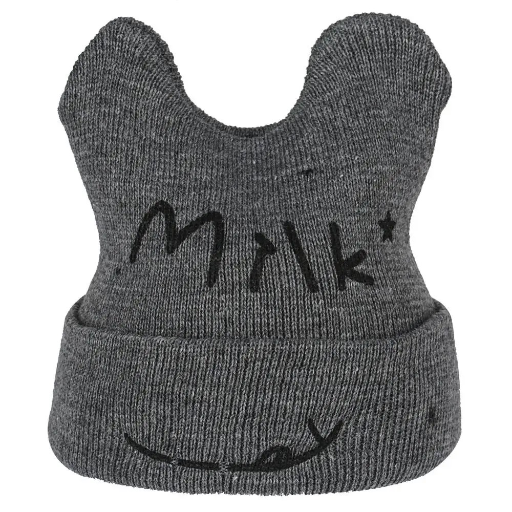 Шапочка вязаная детская шапка с принтом молочной улыбки детский зимний теплый