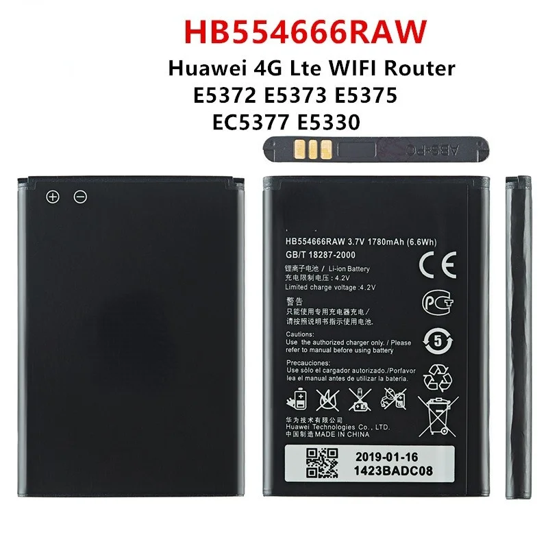 

100% Оригинальный HB554666RAW 1780 мАч аккумулятор для Wi-Fi маршрутизатора HUAWEI 4G Lte E5372 E5373 E5375 EC5377 сменные батареи