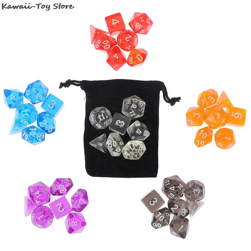 

7pcs/set DnD Polyhedral Dice Set For Tabletop Games RPG MTG D4 D6 D8 D10 D% D12 D20 6Colors For Choose