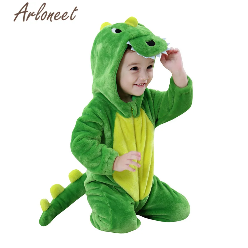 ARLONEET Cartoon Coat Newborn Baby Girls Winter Romper Cute Dinosaur Jumpsuit Hooded Outerwear Cotton Boy Pajamas | Детская одежда и