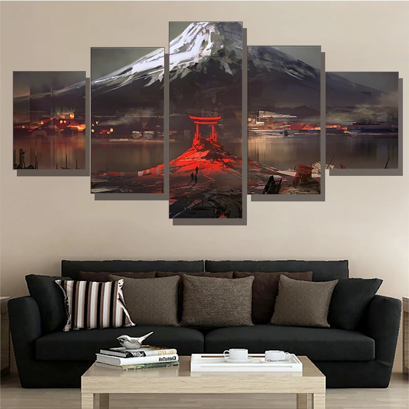 

Decoration Room Set Anime 5 Panel Canvas Painting Oil Posters and Prints Wall Paintings Retro Vintage Room Decoration Frameless