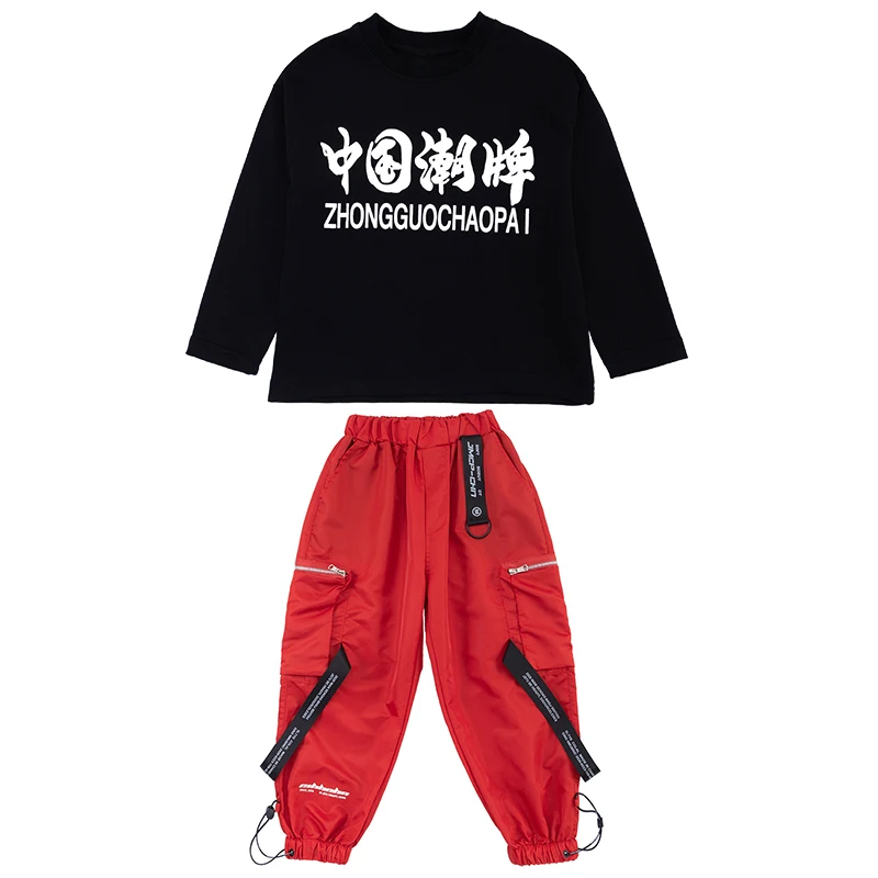 

Modern Hip Hop Suit For Kids Autumn Long Sleeve Sweatshirt Children Jazz Dance Fashion Clothing Kids Street Dancewear