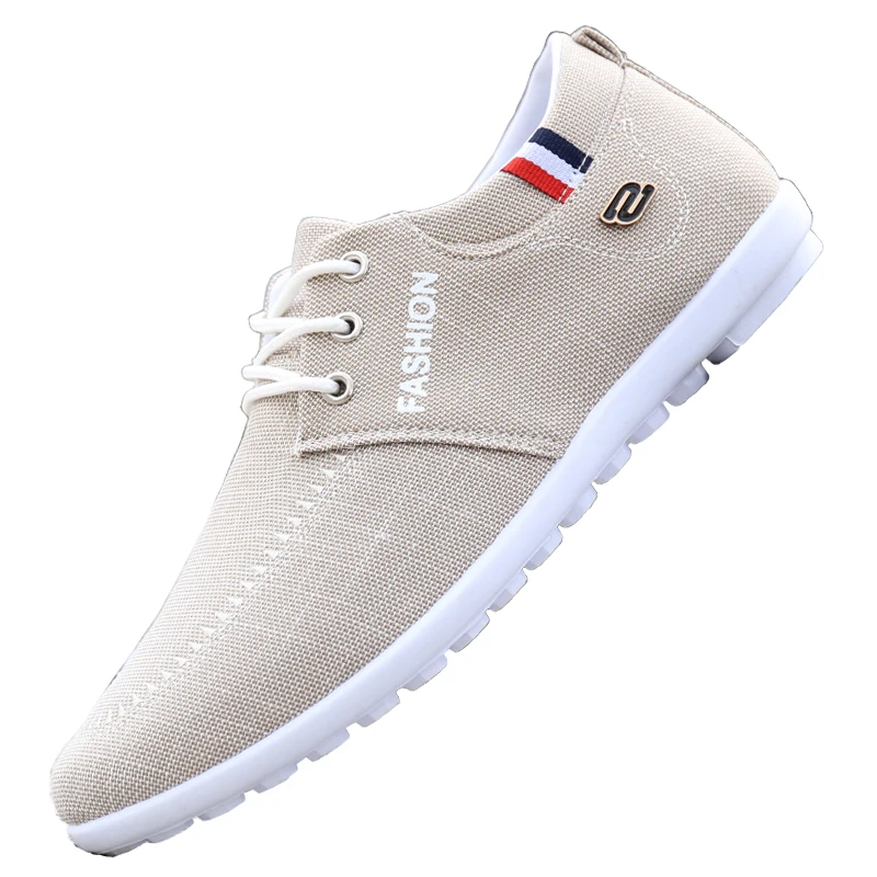 2020 Мужская Повседневная дышащая парусиновая обувь модная брендовая на плоской