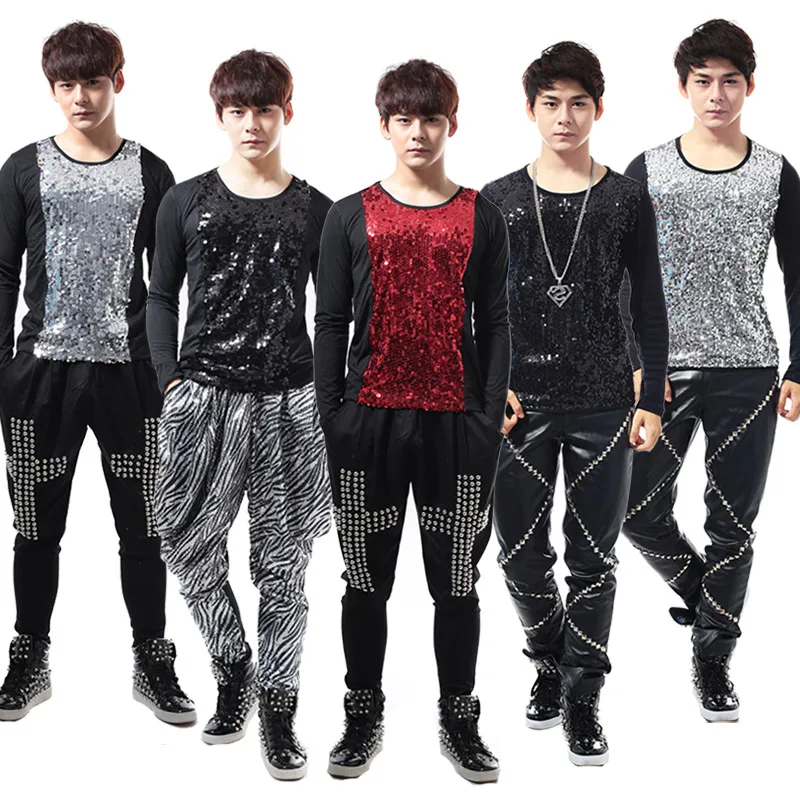 Мужской костюм для танцев GoGo топы взрослых джазовых одежда с блестками бара