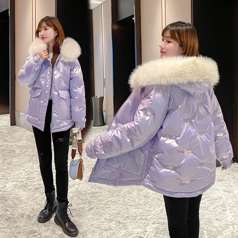 

Winter Coat Jacket Women The New Glossy Short Bread Service Korean Version Hooded Loose