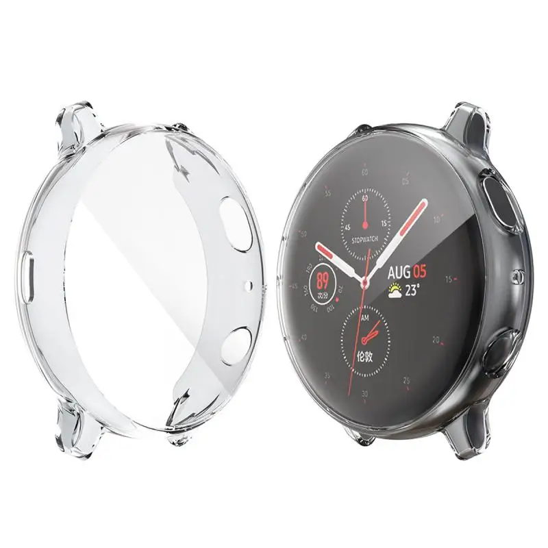 Transparent Чехол для samsung galaxy watch active/active2 чехол бампер аксессуары протектор полное покрытие силиконовый защитный чехол для экрана - Цвет ремешка: Transparent