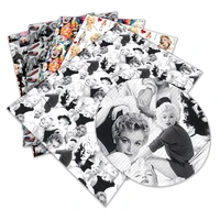 faux leather fabrics female star marilyn monroe pattern for bow synthetic leather diy decoration crafts a4 2230cm