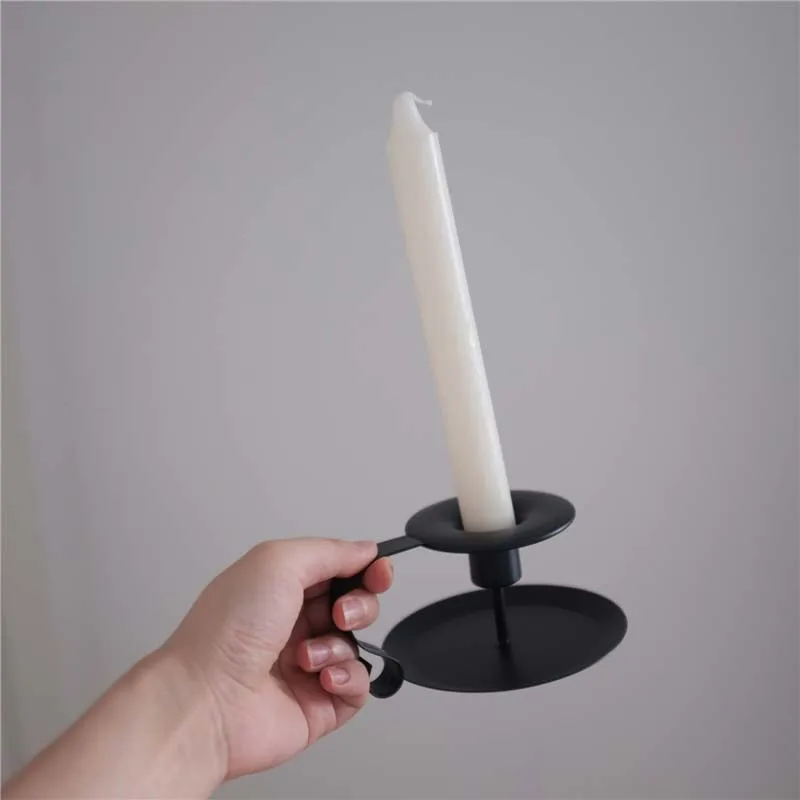 Ретро железный подсвечник простой черный держатель для свечи Chamberstick подсвечник держатель для узкой свечи подсвечник для свечного стенда для декора дома.