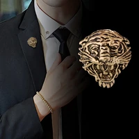new retro metal tiger animal brooch mens suit collar pin fashion badge clothing jewelry for women accessories