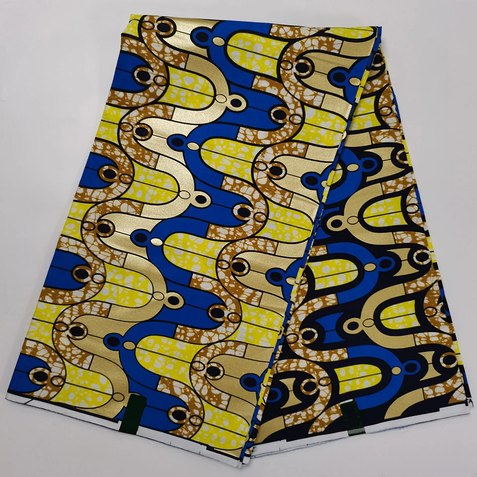 

Hot Selling Bronzing Ankara Fabric African Wax Print Gold Printing Cotton Fabric Ghana Nigerian Pagne Batik Wax Materials HST-39