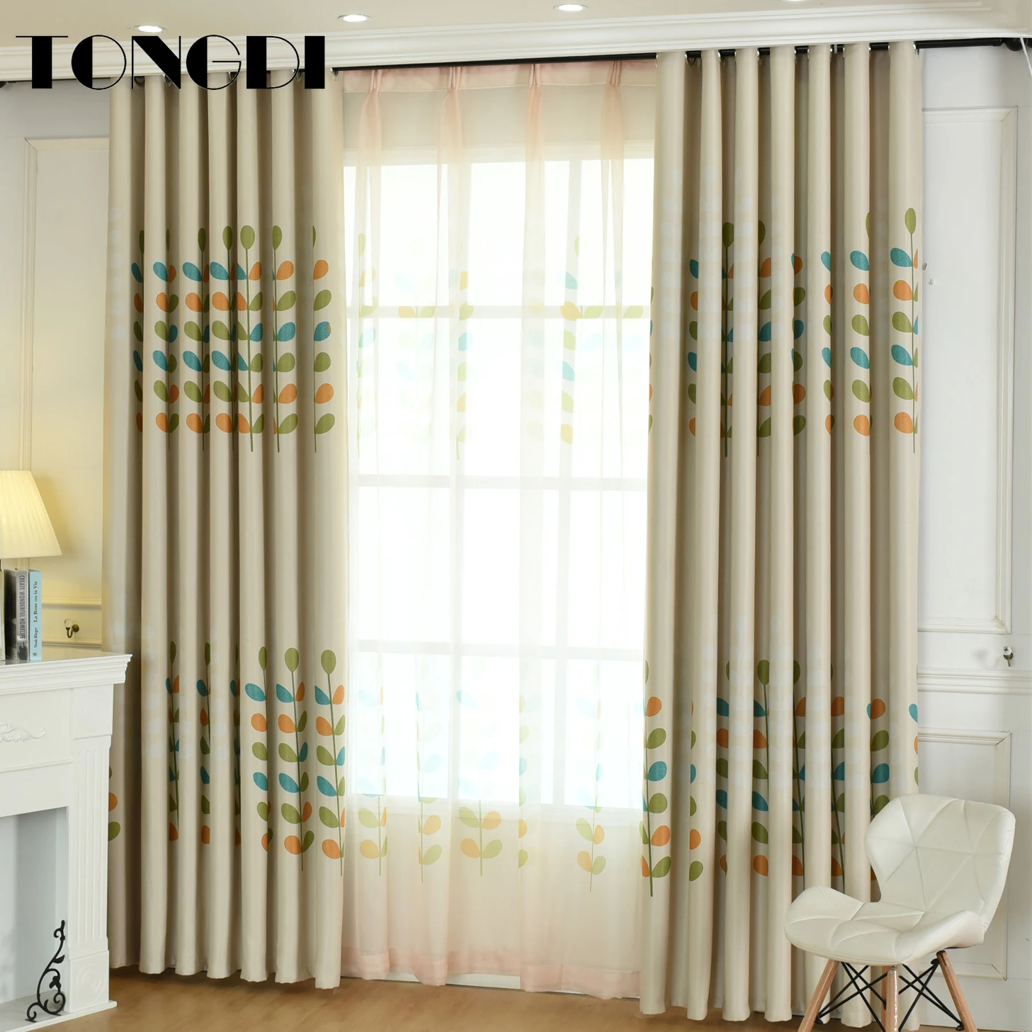 Светонепроницаемые шторы TONGDI с цветными листьями высококачественное украшение