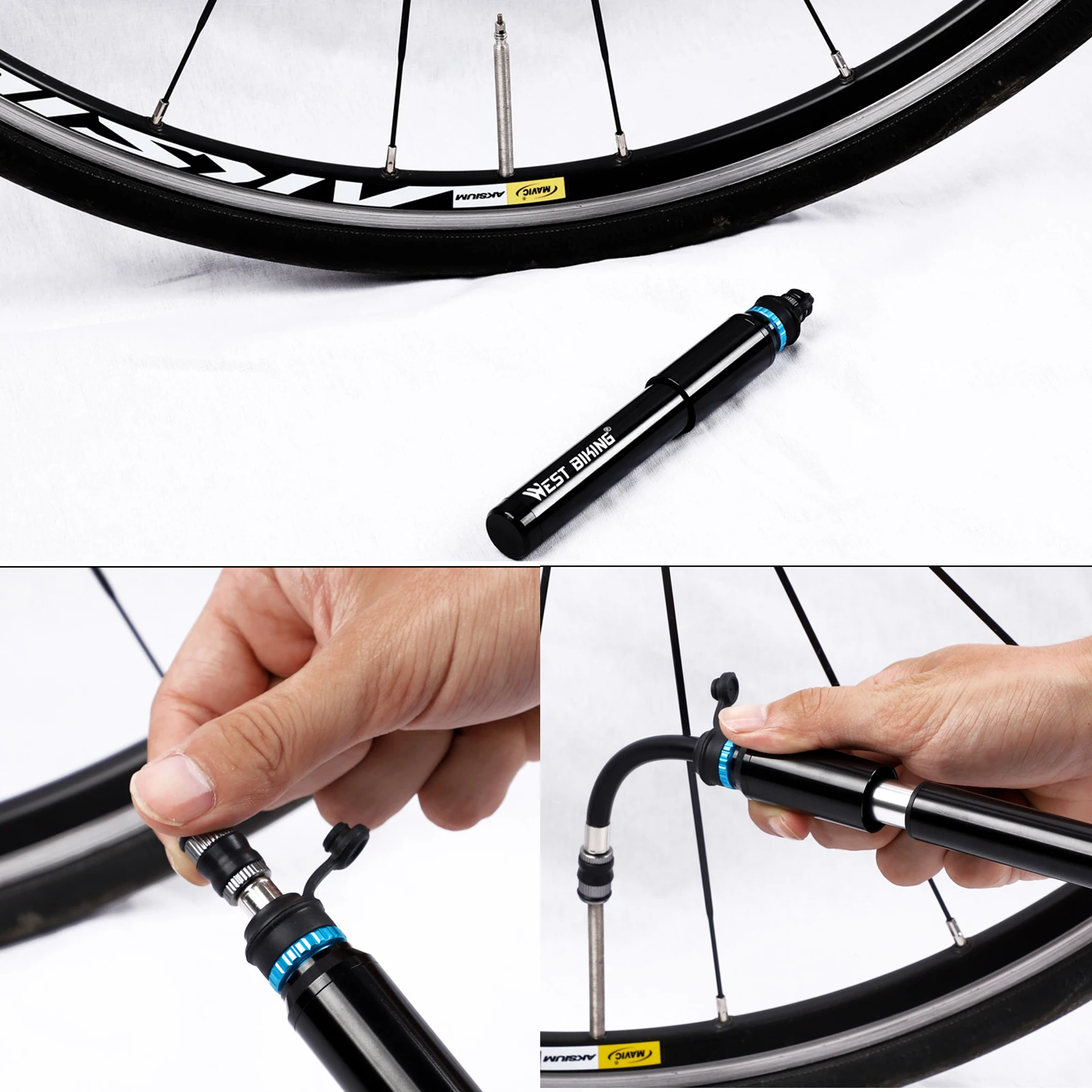 

Bicycle Pump 150PSI Bike Air Pump Presta & Schrader Valves Tire Tube Inflator Ball Needle Bike Tire Pump Cycling Air Inflator