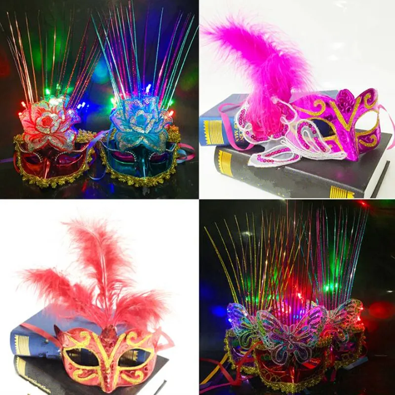 

15 Pcs Women LED Light Butterfly Princess Flash Ball Mask Makeup Party Bar Cosplay Birthday Wedding Decoration Festival