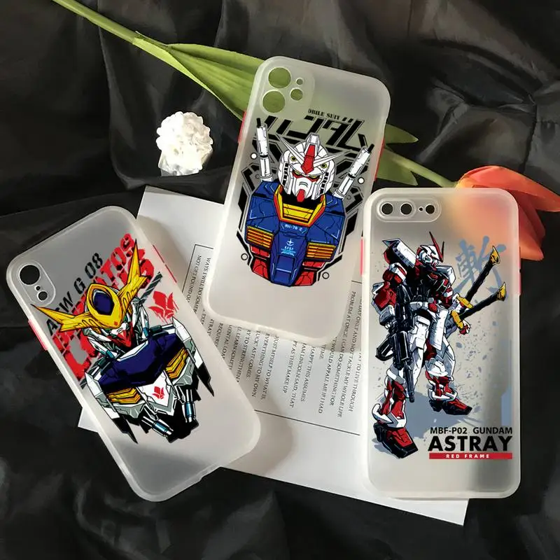 

Protection Fashion Gundam Robot Phone Translucent Matte Soft TPU Phone Case For Iphone 7 8 X XS XR 11 12 PRO MAX Cover