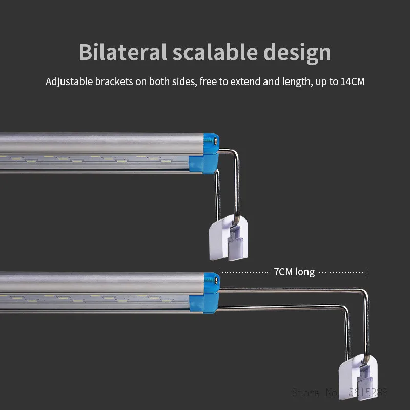 

Aquarium LED Light Fish Tank Slim Fish Tank Light Aquatic Lighting Waterproof Bright Clip Lamp Blue LED 18 to 48cm EU plug