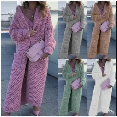 Импортные товары Зимний европейский и американский вязаный кардиган с лацканами