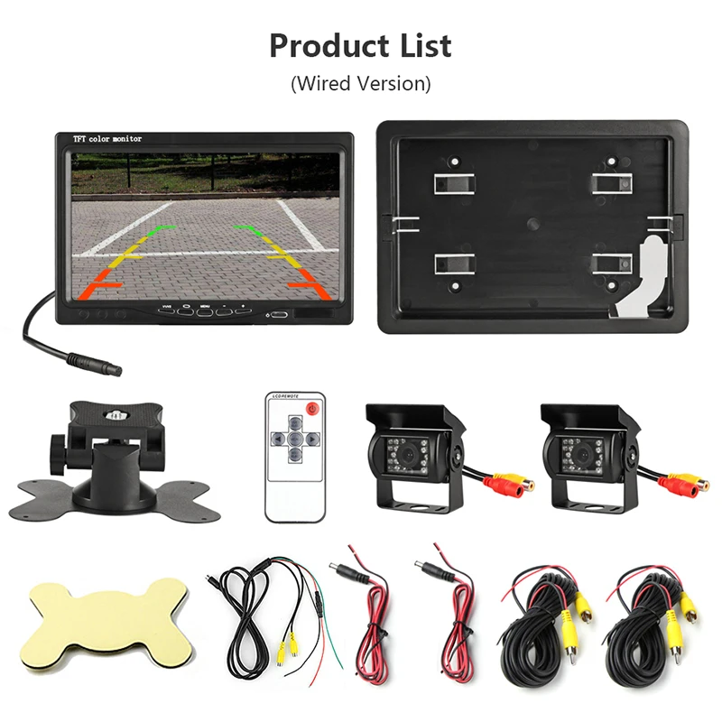 Vtopek 7&quot TFT LCD Wired HD Waterproof Car Monitor Parking System for Rear view Applicable truck Or a Large | Автомобили и