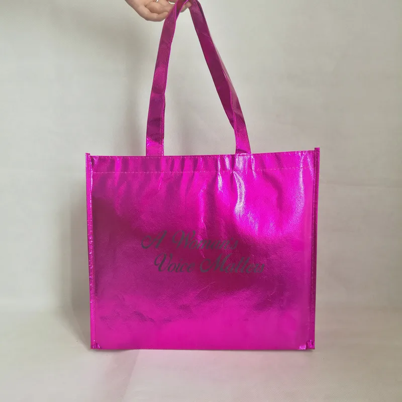 Reusable Sedex Audit Lamination Metallic Non Woven Bag Grocery Tote Gold Laminated Luxury Promotion Shopper For Gift Box |