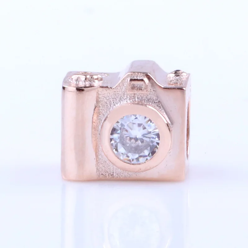 

Подлинные серебряные бусины 925 пробы Творческий цвета розового золота любовь Камера бусины, подходят к оригиналу Pandora, браслет для женщин, с...