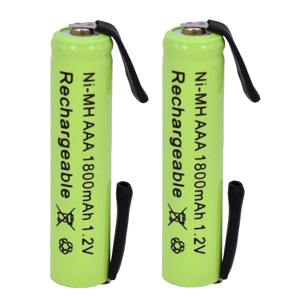 1.2V 1800mah Ni-Mh AAA Rechargeable Battery Cell with Solder Tabs for Philips Braun Electric Shaver Razor Toothbrush | Электроника
