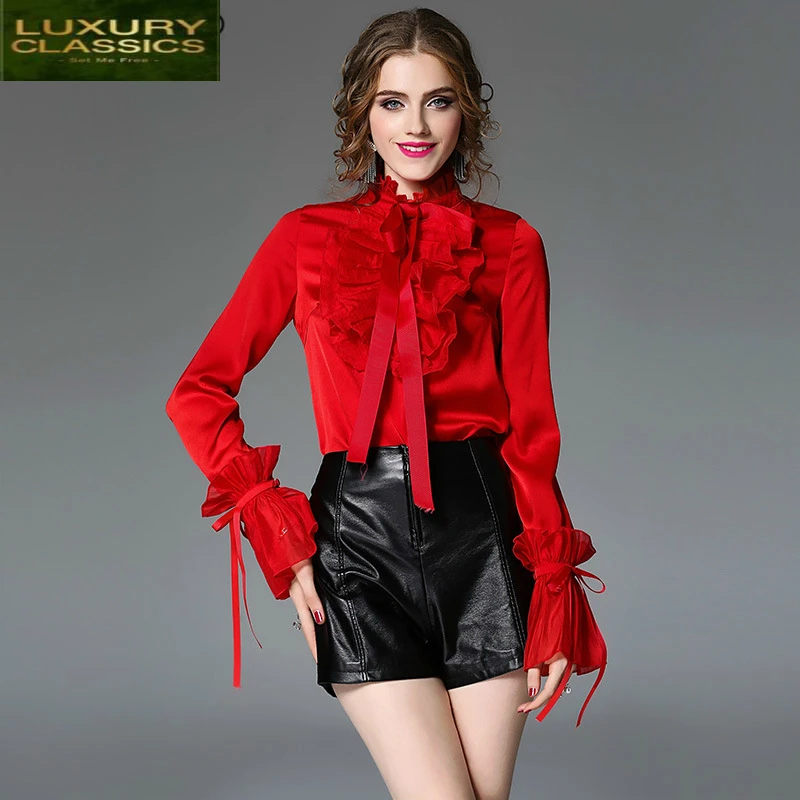 Shirts Women Long Sleeve Womens Tops and Blouses Ruffle Blouse Korean Vintage Shirt Office Ladies Work Clothes LWL1512
