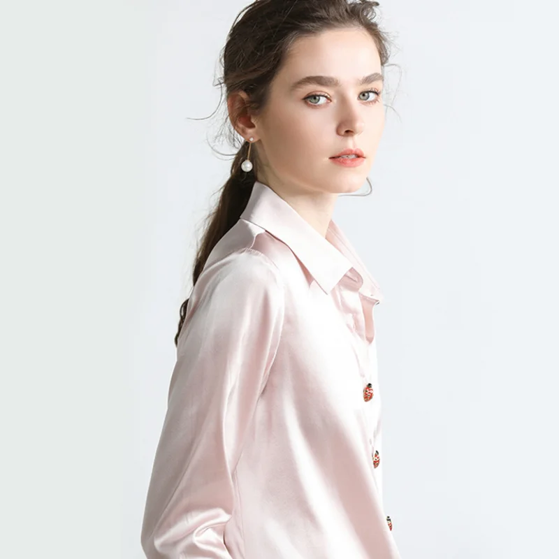 Европейская и американская женская рубашка 100% из натурального шелка 16 мм Тяжелая