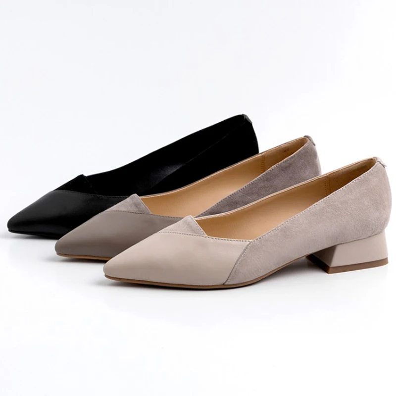 Женские туфли на низком каблуке из натуральной коровьей кожи Новинка сезон весна