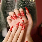Накладные ногти, рождественские гробы, накладные ногти, накладные ногти со съемным дизайном, накладные ногти балерины, накладные ногти с полным покрытием, накладные ногти