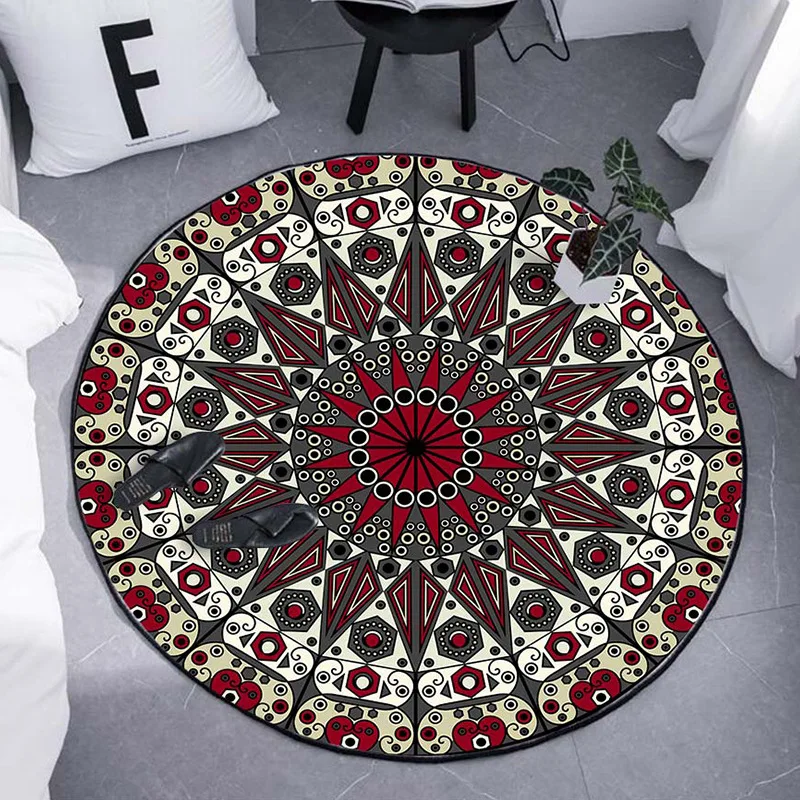 

Latest Round Carpet Mandala Printed Soft Carpets Anti-slip Rugs Computer Chair Mat Floor Mat for Kids Room Home Decor Door Mat