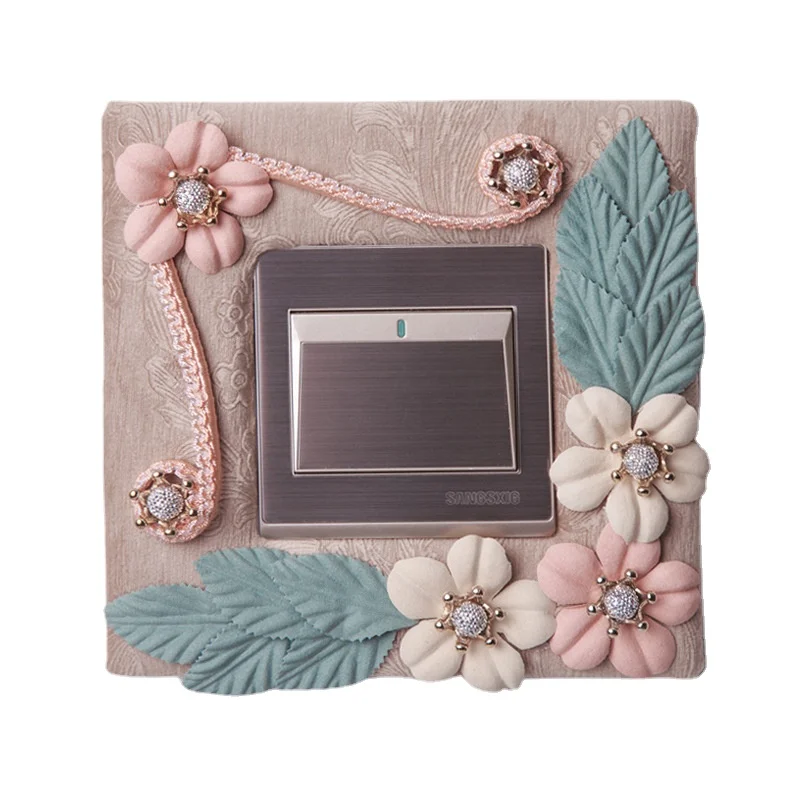 

European fabric switch cover three-dimensional creative socket wall cover protective suite room idyllic personality switch paste