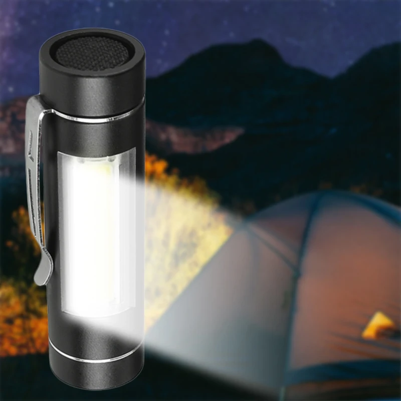 

1516 LED Aluminum LED COB MINI Flashlight 1 Mode Torch Use 14500 or AA Battery Portable Working Lantern Waterproof LED Bulbs