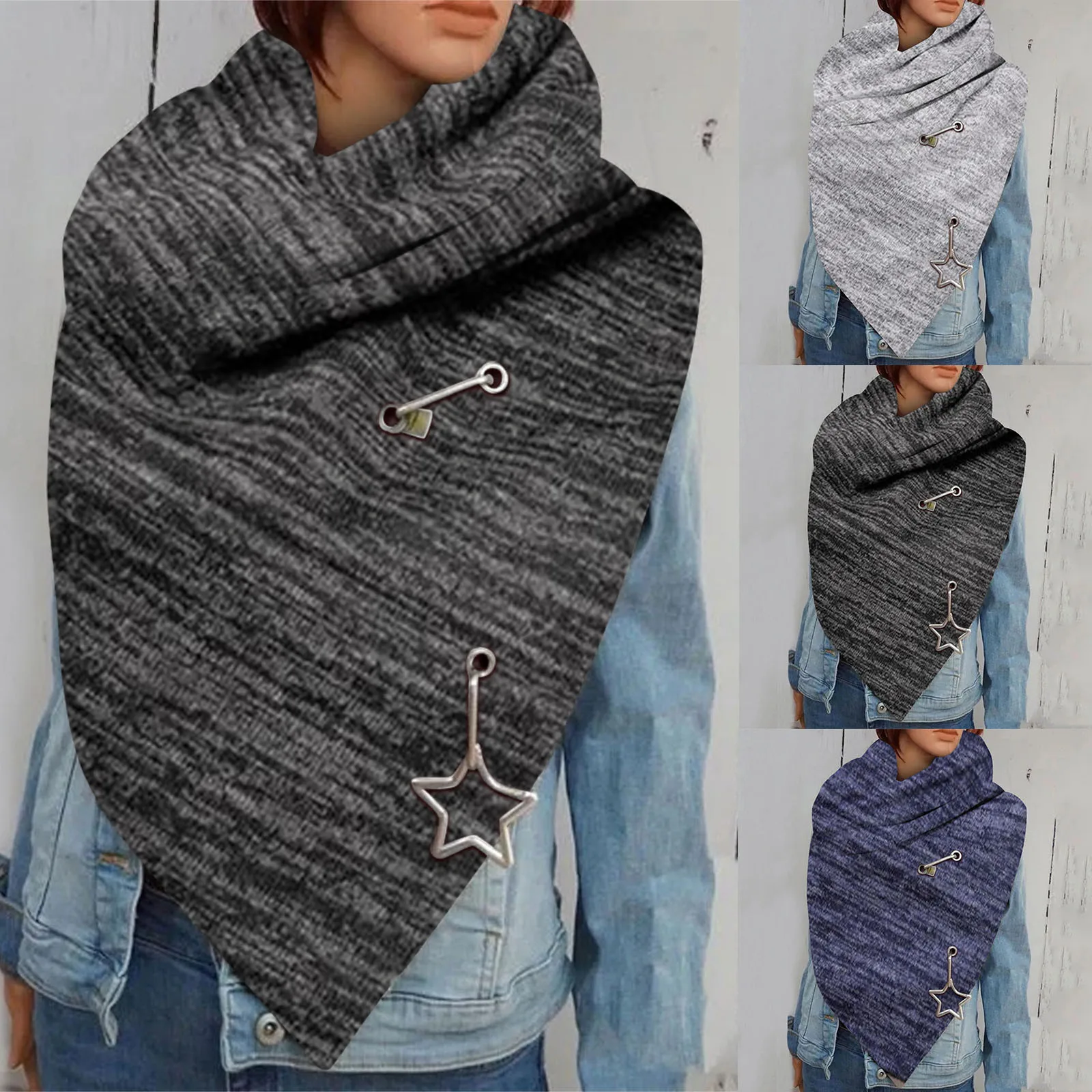 

Women's solid color winter warm solid scarf fashion retro women's multi-function shawl scarf warm printing scarf