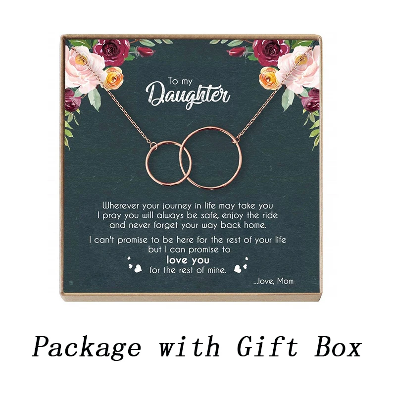 RoseGold Gift Box Розовое золото, Женское Ожерелье, бесконечность, двойные круги, подвеска, два переплетения, колье, ожерелье s& Подвеска для дочери от мамы - Окраска металла: RoseGold Gift Box