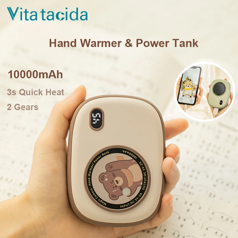 

2021 10000mAh USB Hand Warmer with Power Bank Rechargeable Portable Heater for Home Travel Mini Heater Convector Winter Pocket