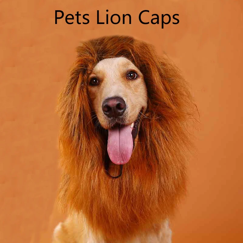 Шапки для собак на Хэллоуин аксессуары Льва парики маленьких щенков кошек
