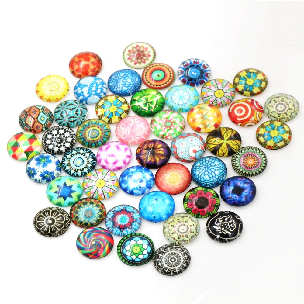 

50pcs/Lot 12mm Classic promotion Photo Glass Cabochons Mixed Color Cabochons For Bracelet earrings necklace Bases Settings-G2-31