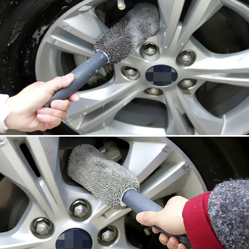 

SPEEDWOW Auto Car Cleaning Portable Microfiber Wheel Tire Rim Brush For Car With Plastic Handle Washing Cleaner
