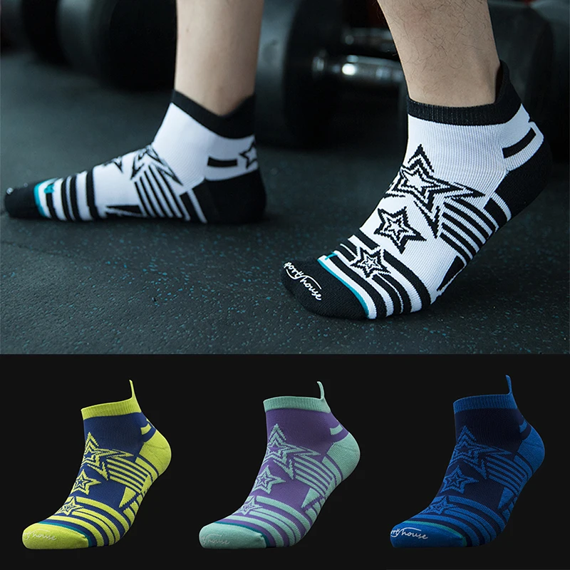 

2021 Men Outdoor Trail Running Socks with Star Print Training Fitness Road Racing Cycling Socks Breathable Elastic Sport Sock