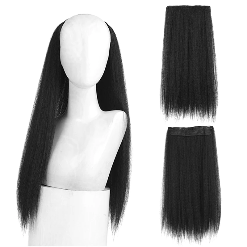 

XUANGUANG 24inche Kinky Straight Long Straight Hair Synthetic High-Temperature Hair Extension hair Piece Daily wear Five colors